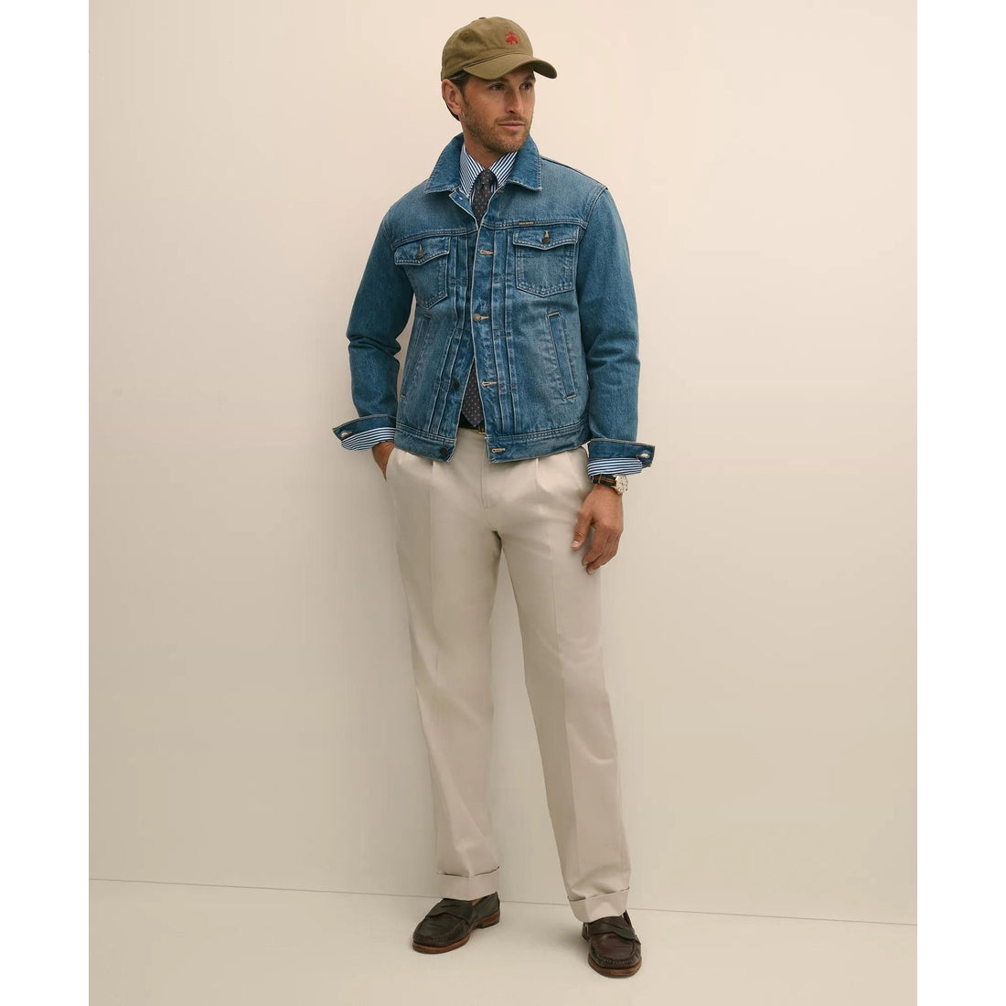 Pleated Traditional Fit Stretch Cotton Advantage Chino Pants