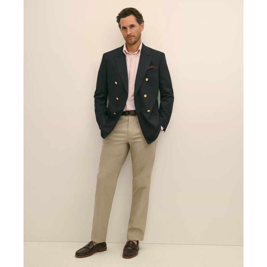Classic Fit Stretch Wool Double-Breasted 1818 Blazer