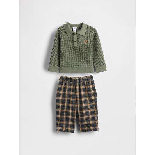 Baby Waffle Polo Shirt Outfit Set