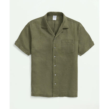 Irish Linen Camp Collar Short-Sleeve Sport Shirt