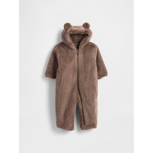 Baby Faux Fur Bear Hooded One-Piece