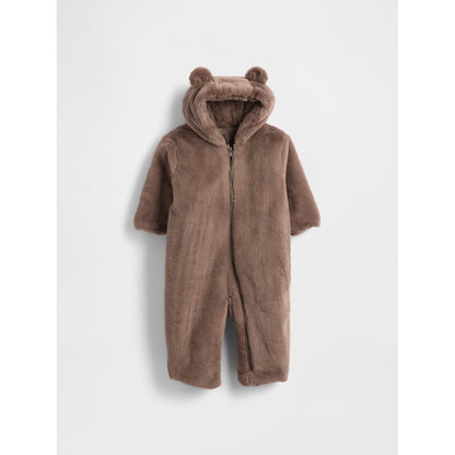 Baby Faux Fur Bear Hooded One-Piece