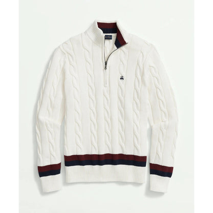 Cable Knit Tennis Half-Zip Sweater in Supima Cotton