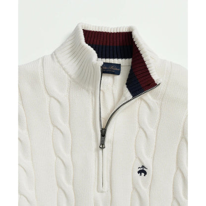 Cable Knit Tennis Half-Zip Sweater in Supima Cotton
