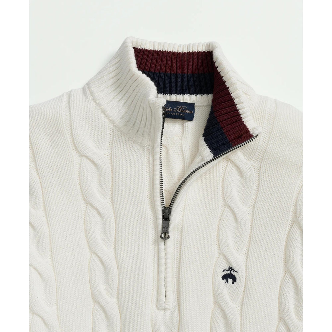 Cable Knit Tennis Half-Zip Sweater in Supima Cotton