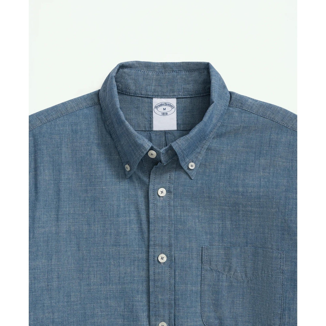Chambray Cotton Poplin Polo Button Down Collar, Sport Shirt
