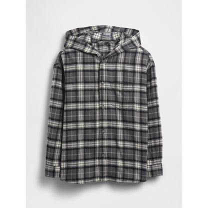 Boys' Organic Cotton Hooded Flannel Shirt