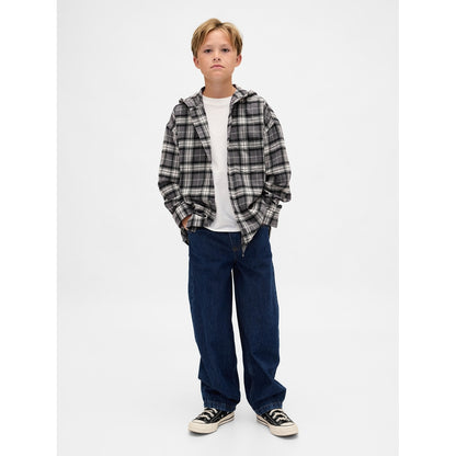 Boys' Organic Cotton Hooded Flannel Shirt