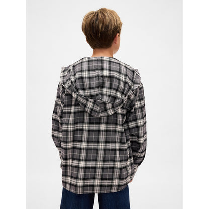 Boys' Organic Cotton Hooded Flannel Shirt