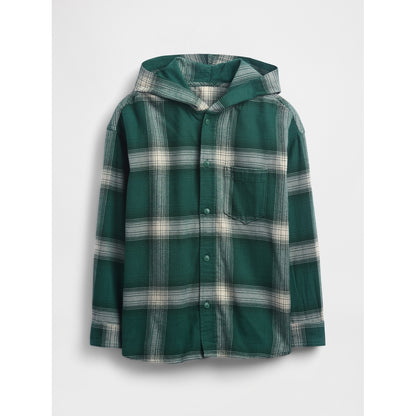 Boys' Organic Cotton Hooded Flannel Shirt