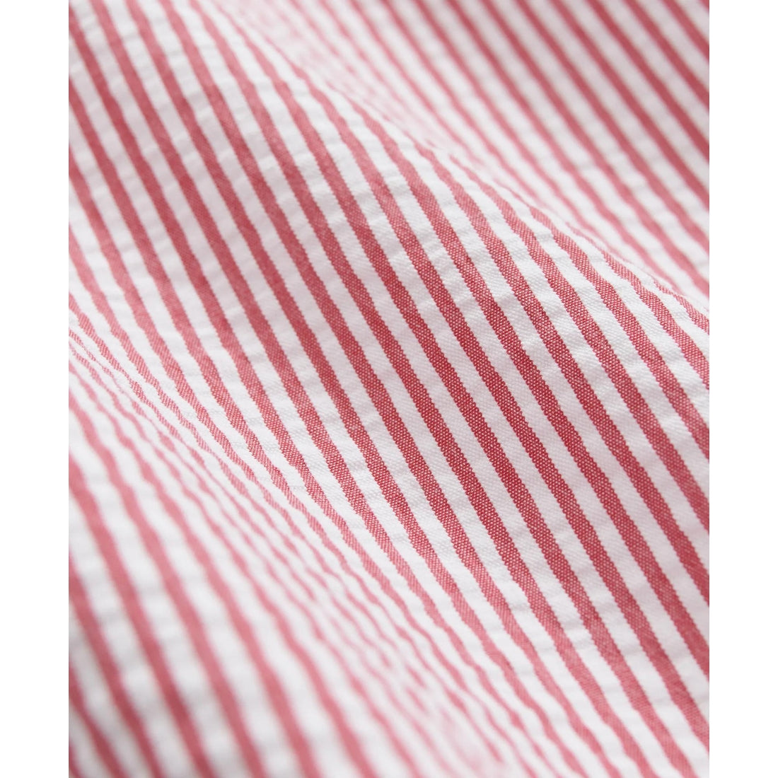 Washed Cotton Seersucker Button-Down Collar, Stripe Short-Sleeve Sport Shirt