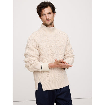 Men's Merino-Cotton Cable-Knit Sweater
