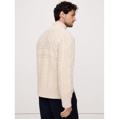 Men's Merino-Cotton Cable-Knit Sweater