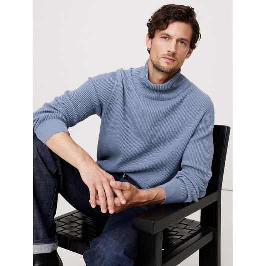Men's Cotton Thermal-Knit Turtleneck Sweater