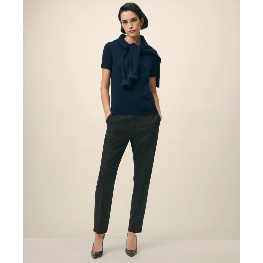 Short-Sleeve Shell Sweater in Cashmere