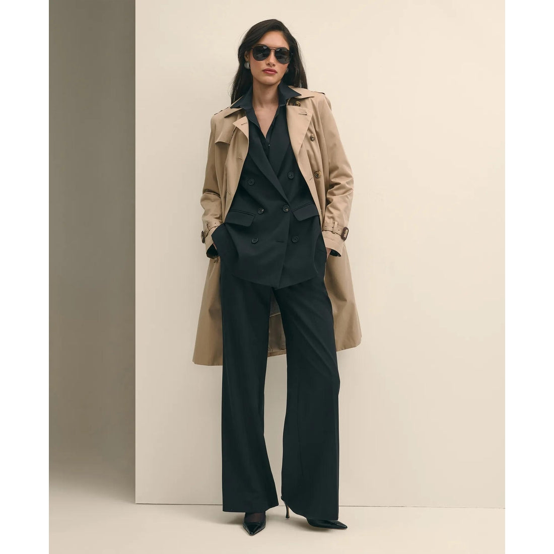 The Essentials Double-Breasted Peak Lapel Jacket in Wool Blend