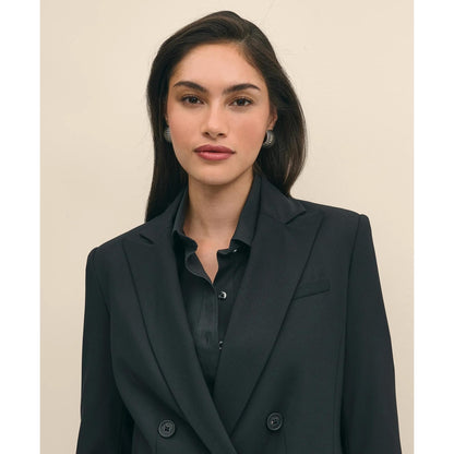 The Essentials Double-Breasted Peak Lapel Jacket in Wool Blend
