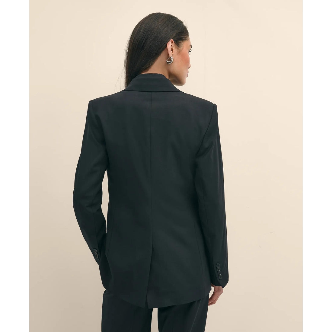 The Essentials Double-Breasted Peak Lapel Jacket in Wool Blend