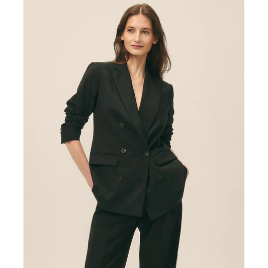 The Essentials Double-Breasted Peak Lapel Jacket in Wool Blend