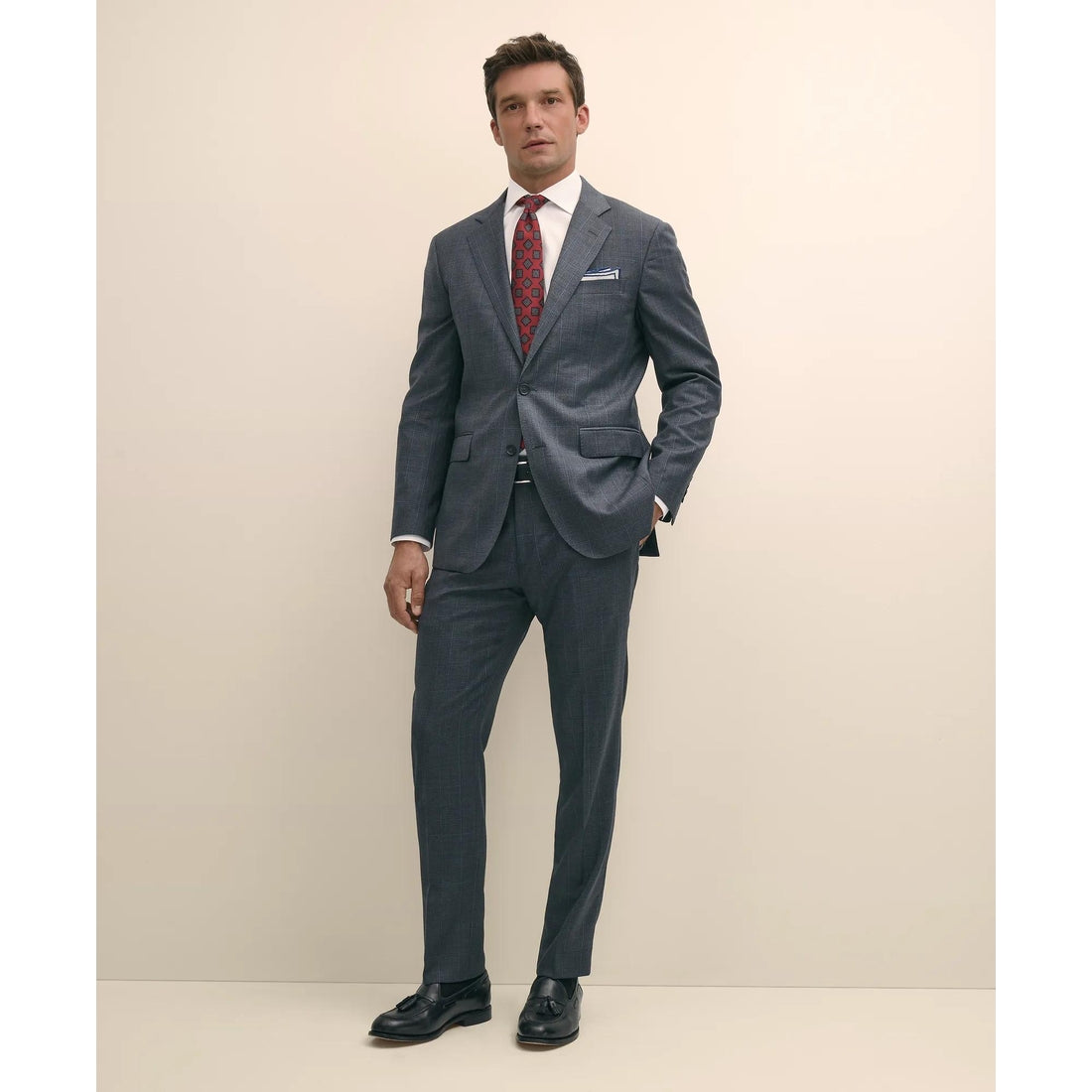 Slim Fit Wool Windowpane 1818 Suit