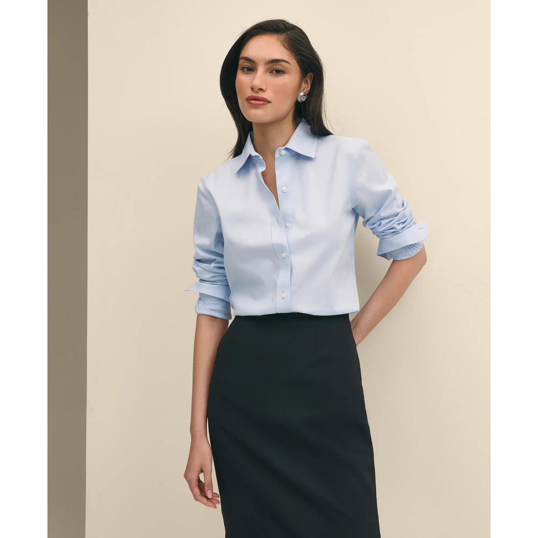Classic-Fit Non-Iron Stretch Supima Cotton Dress Shirt