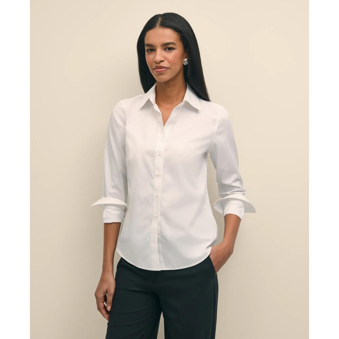 Classic-Fit Non-Iron Stretch Supima Cotton Dress Shirt