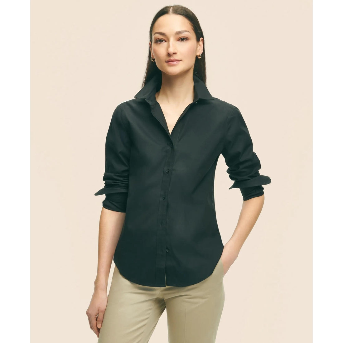 Fitted Non-Iron Stretch Supima Cotton Dress Shirt