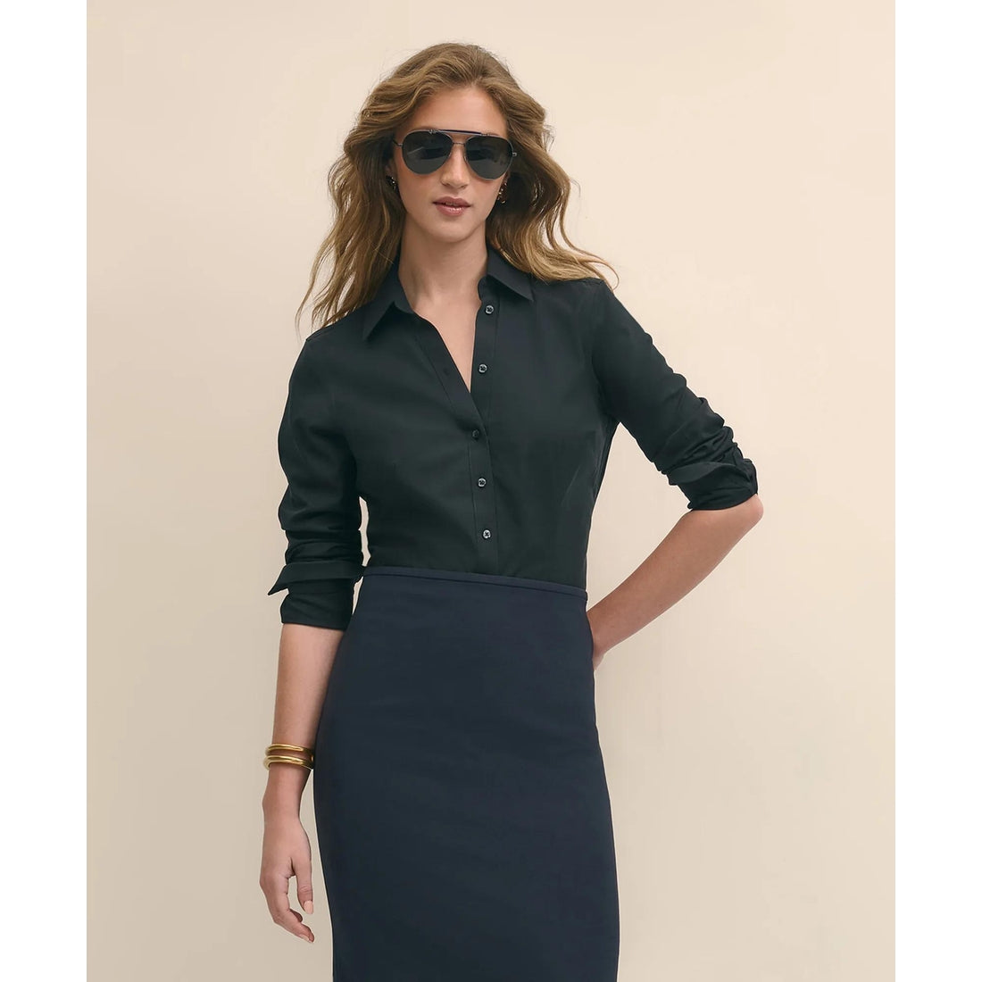 Fitted Non-Iron Stretch Supima Cotton Dress Shirt