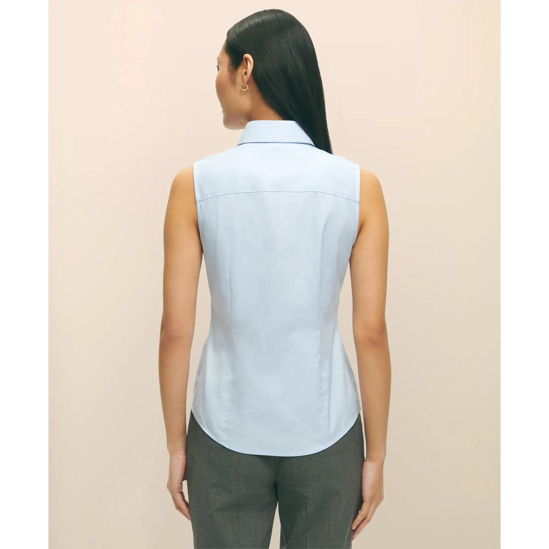 Fitted Non-Iron Stretch Supima Cotton Sleeveless Dress Shirt