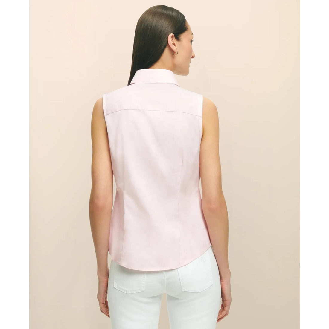 Fitted Non-Iron Stretch Supima Cotton Sleeveless Dress Shirt