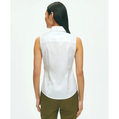 Fitted Non-Iron Stretch Supima Cotton Sleeveless Dress Shirt