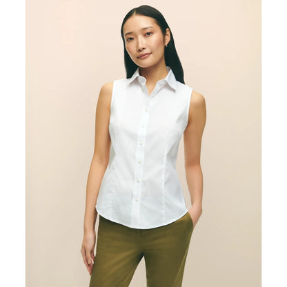 Fitted Non-Iron Stretch Supima Cotton Sleeveless Dress Shirt