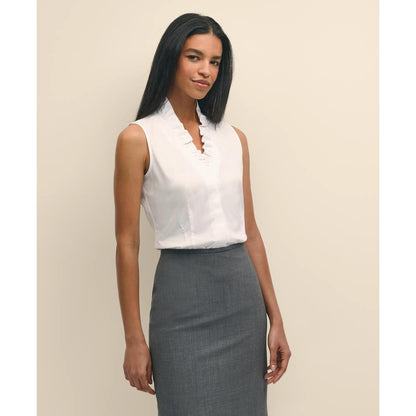 Fitted Non-Iron Stretch Supima Cotton Ruffle Shirt