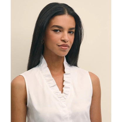Fitted Non-Iron Stretch Supima Cotton Ruffle Shirt