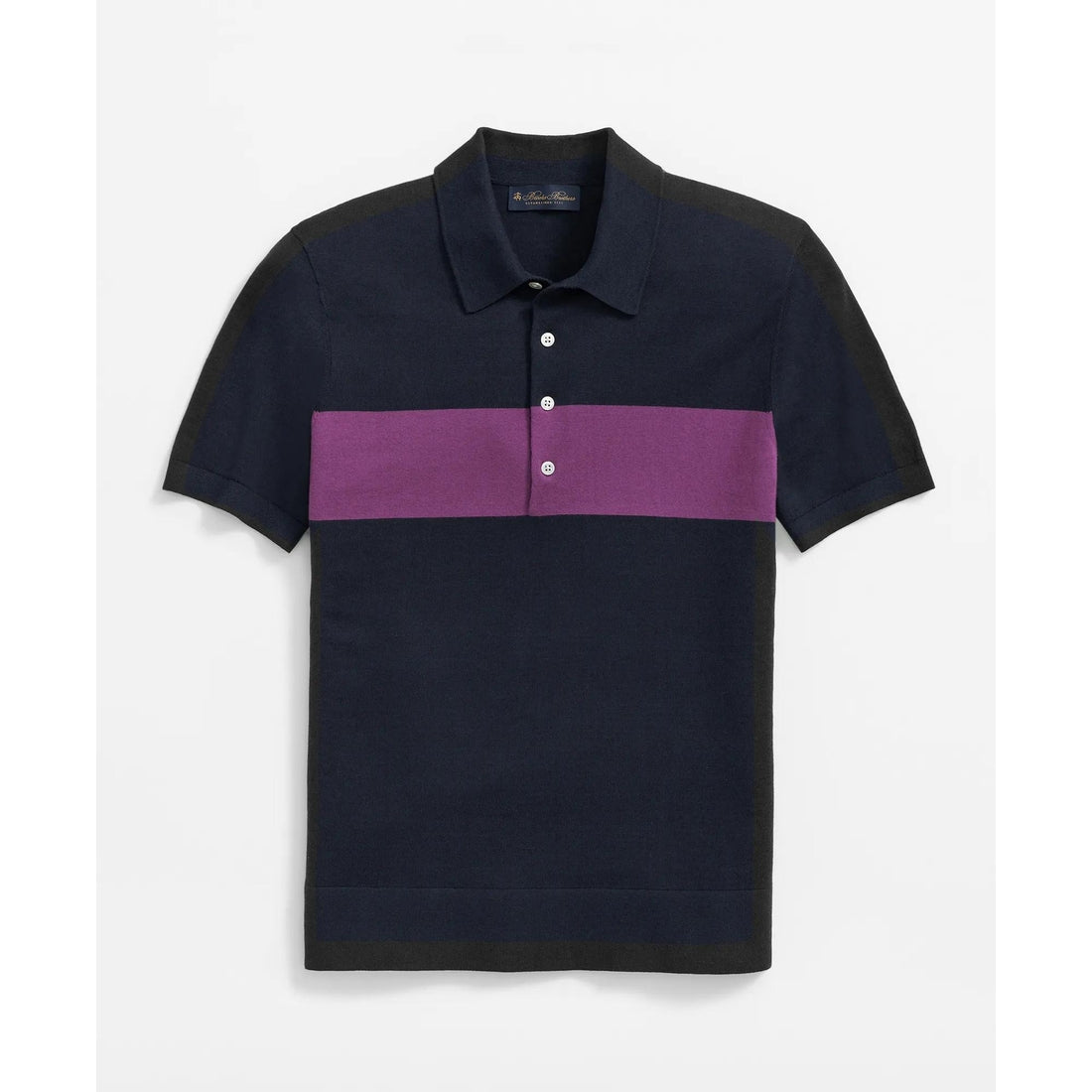 Luxe Short Sleeve Polo Sweater In Striped Cotton-Cashmere
