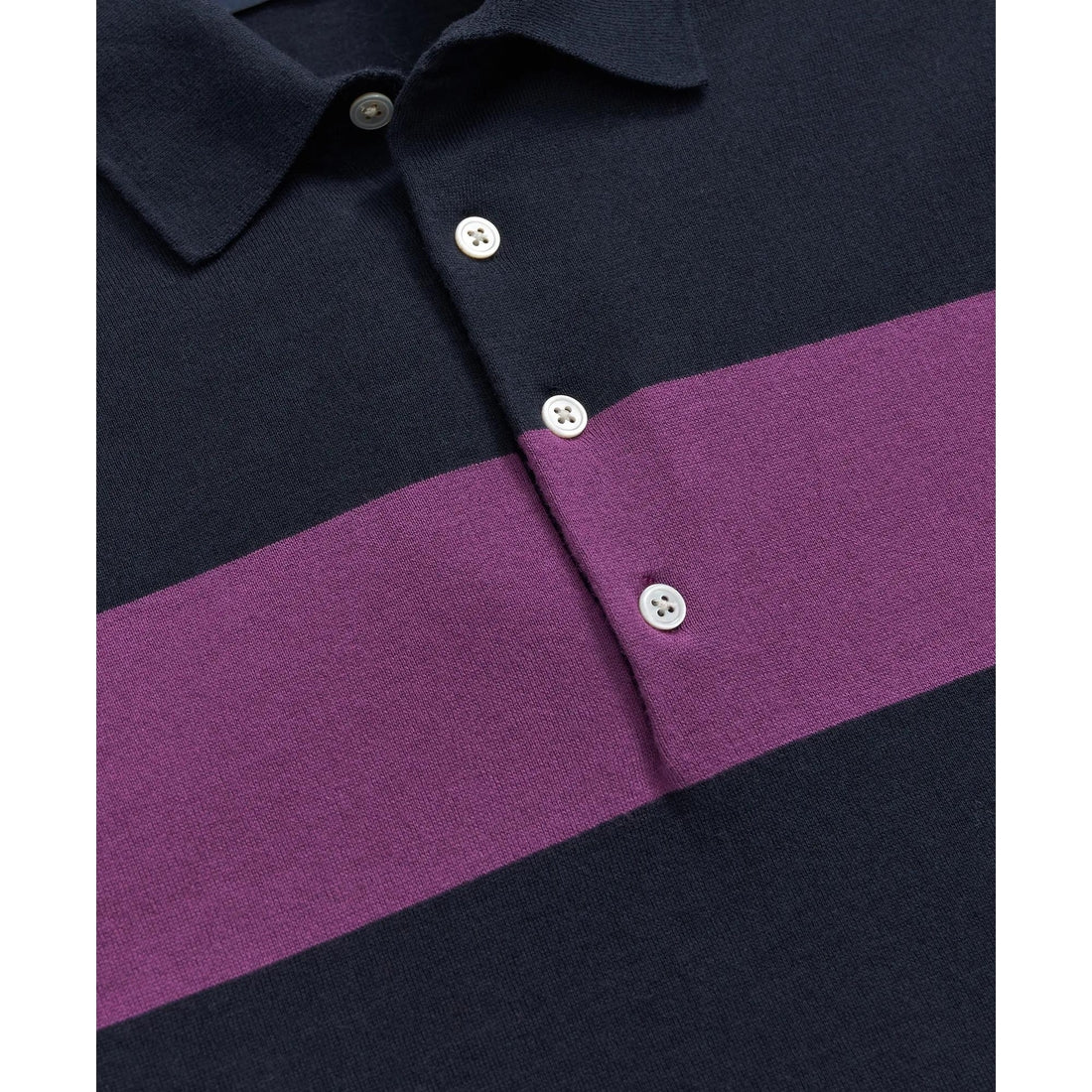 Luxe Short Sleeve Polo Sweater In Striped Cotton-Cashmere