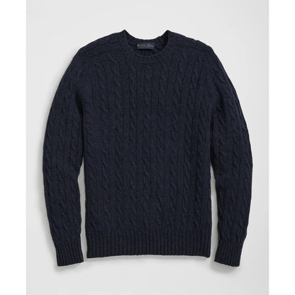 Cable Crewneck Sweater in Shetland Wool