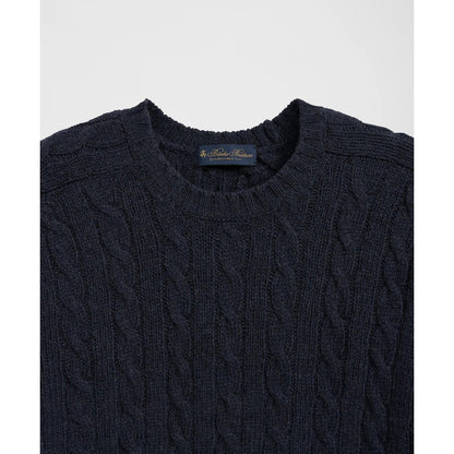 Cable Crewneck Sweater in Shetland Wool