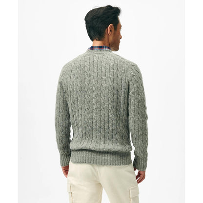 Cable Crewneck Sweater in Shetland Wool