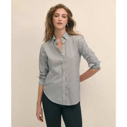 Classic Fit Stretch Supima Cotton Non-Iron Bengal Stripe Dress Shirt