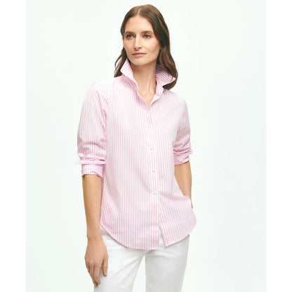 Classic Fit Stretch Supima Cotton Non-Iron Bengal Stripe Dress Shirt