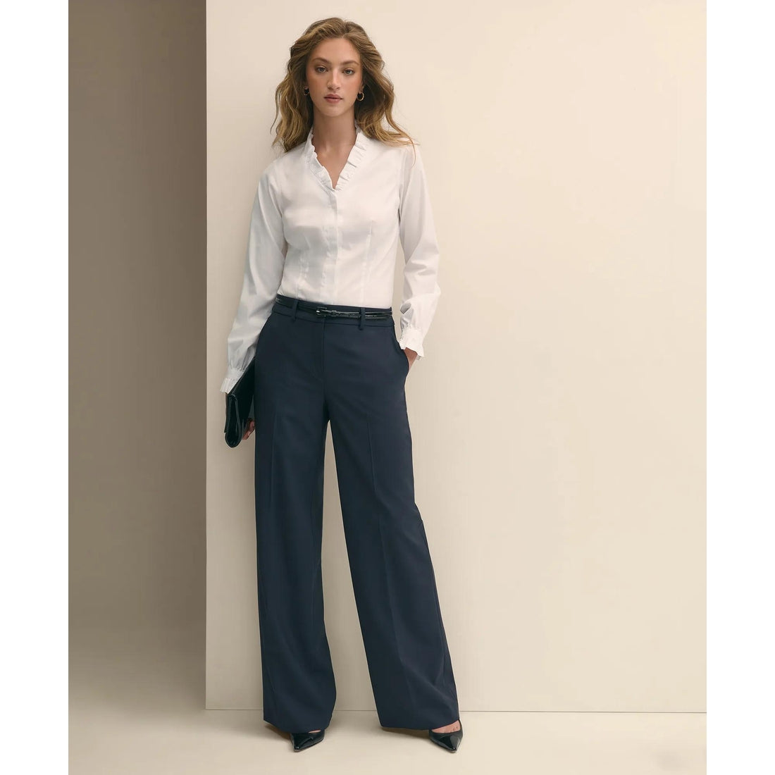The Essentials Wide-Leg Trousers in Wool Blend