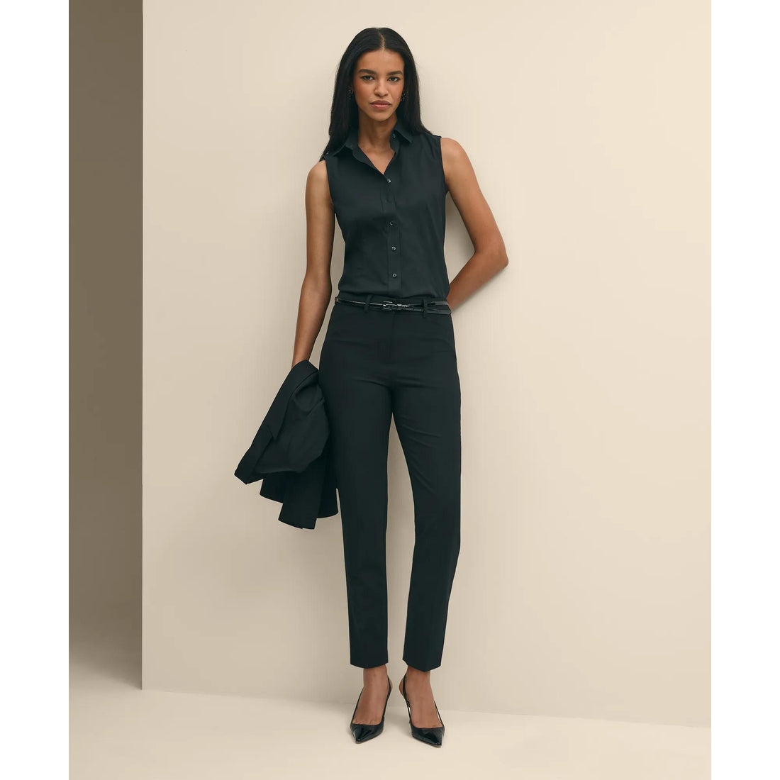 The Essentials Brooks Brothers Stretch Wool Slim Crop Pants
