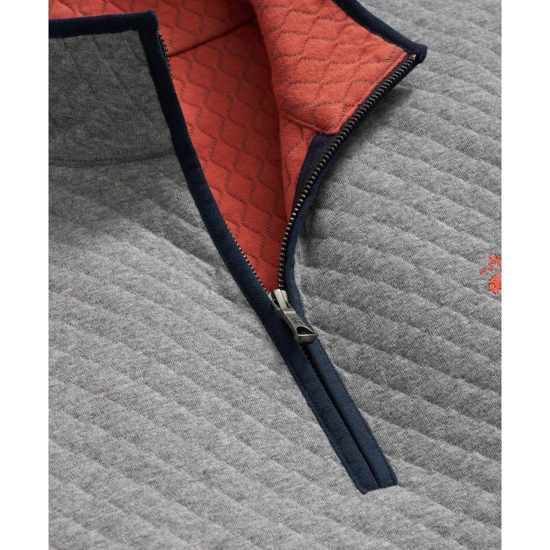 Diamond-Quilted Half-Zip in Cotton Blend