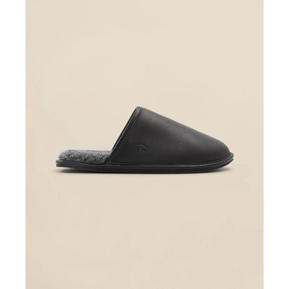 Shearling Lined Leather Slippers