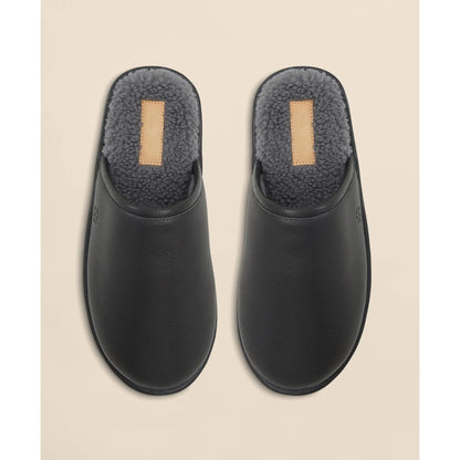 Shearling Lined Leather Slippers
