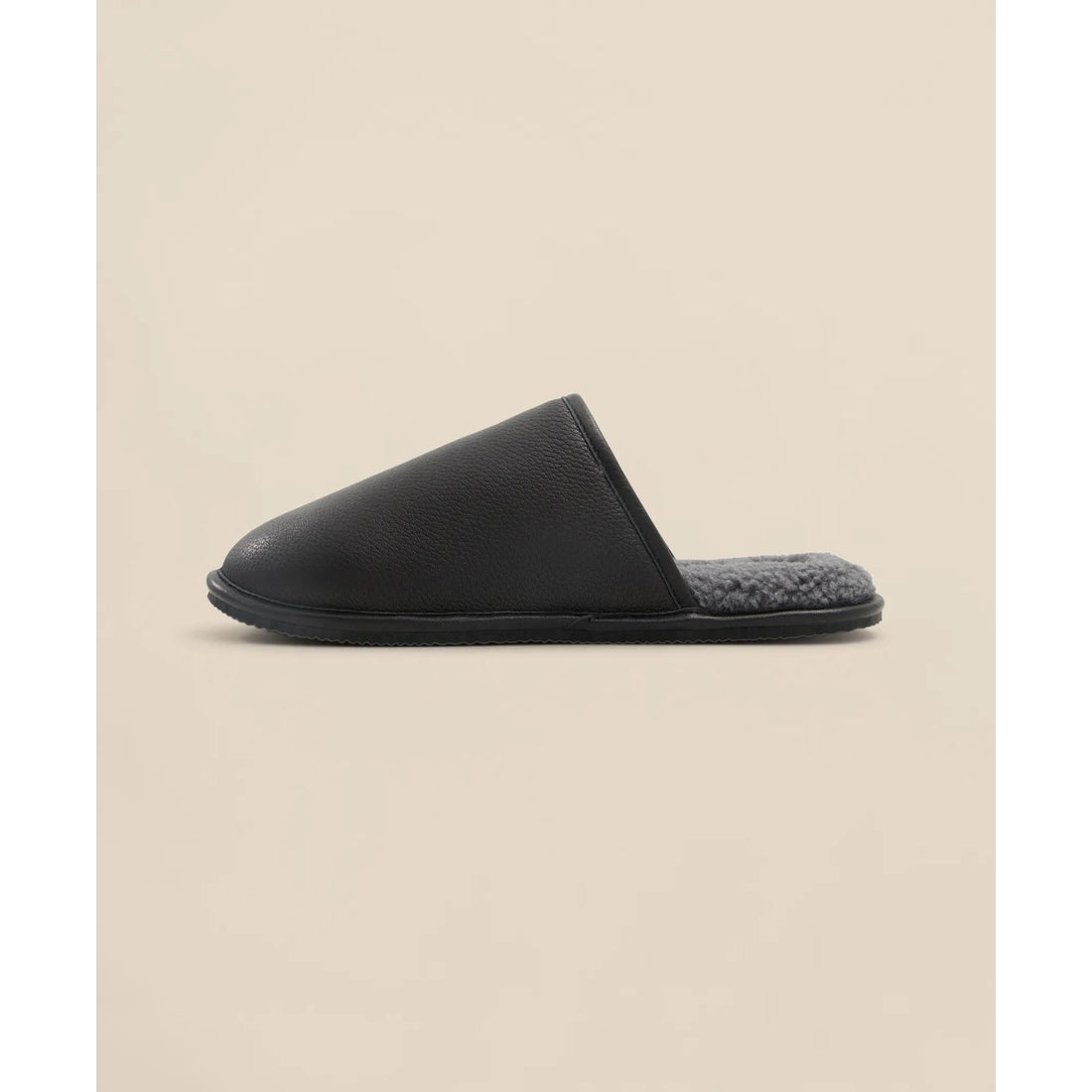 Shearling Lined Leather Slippers