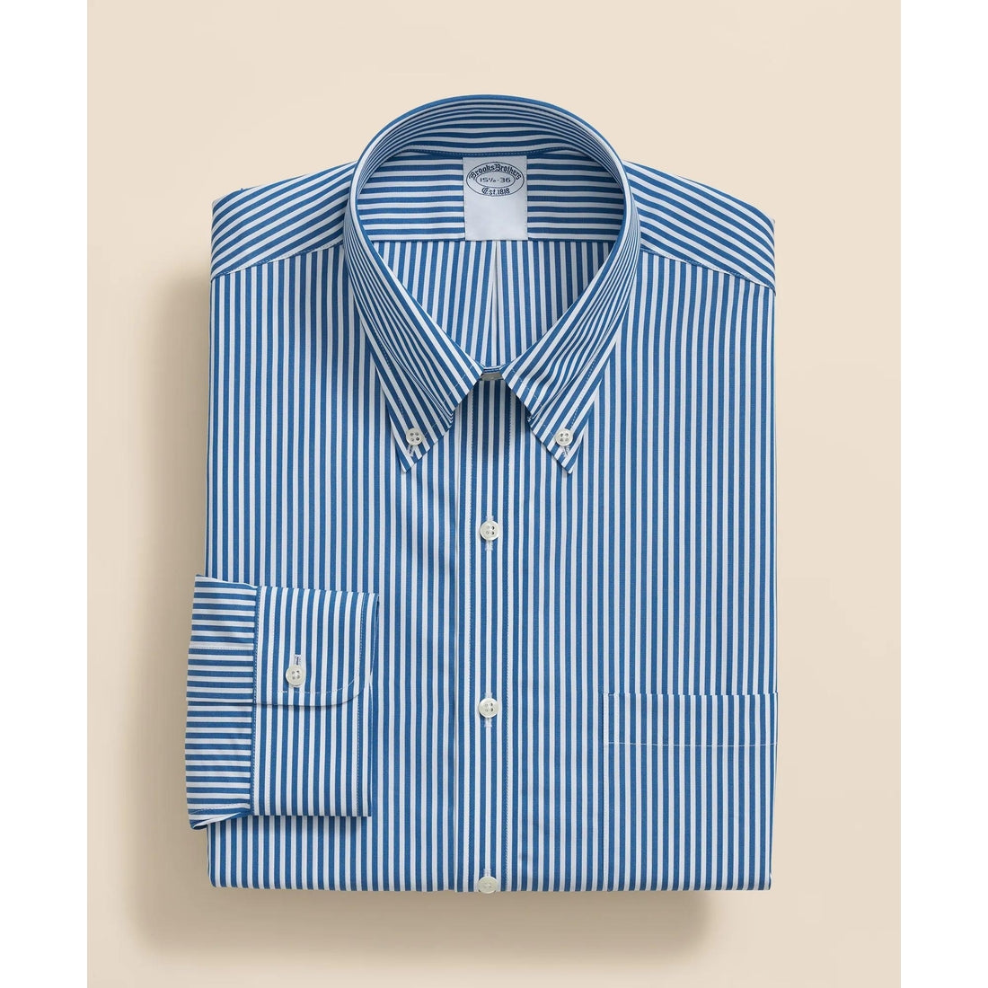 Pure Supima Cotton Regular-Finish Polo Button Down Collar, Candy Stripe Dress Shirt