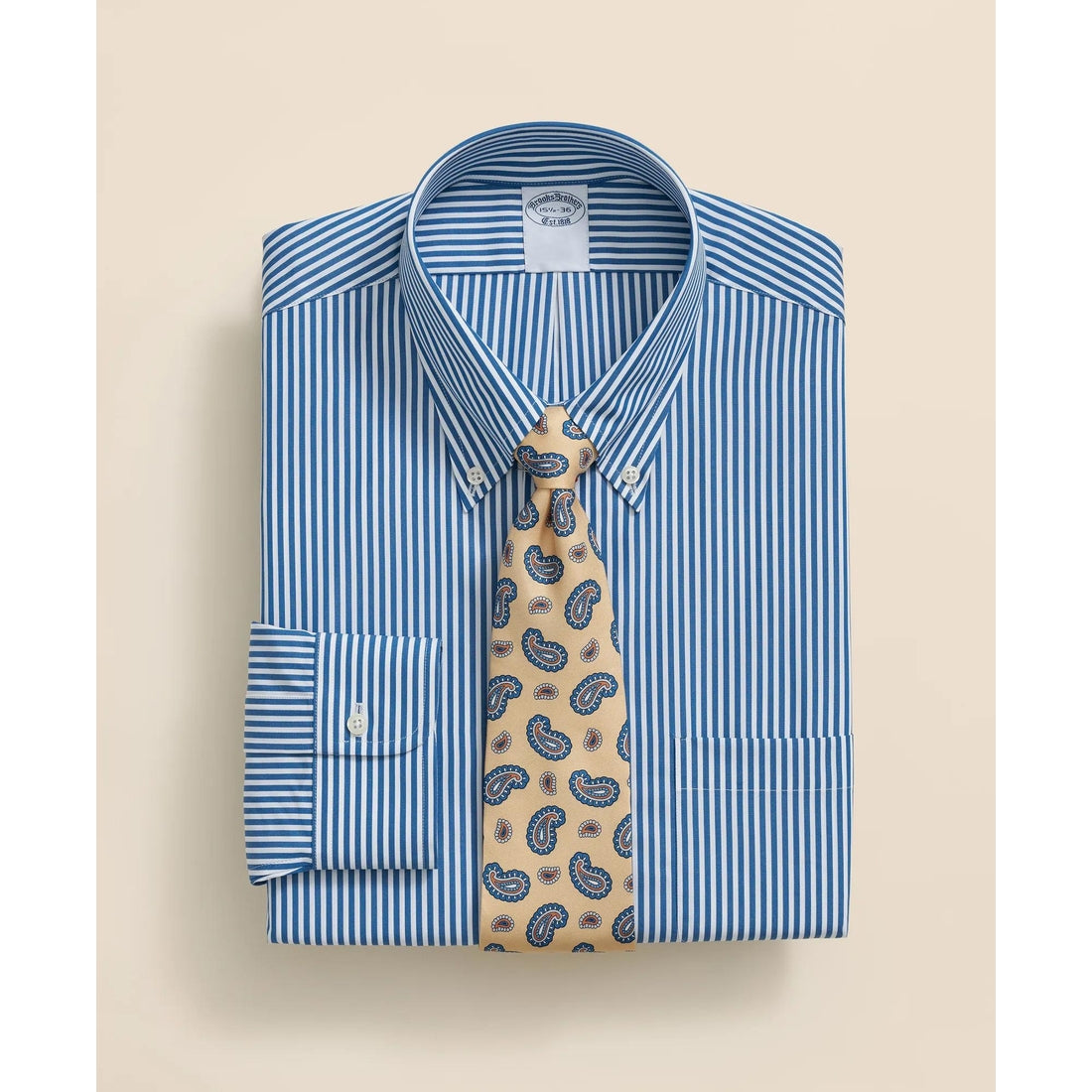 Pure Supima Cotton Regular-Finish Polo Button Down Collar, Candy Stripe Dress Shirt