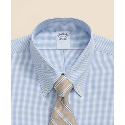 Pure Supima Cotton Regular-Finish Polo Button Down Collar, Micro Windowpane Dress Shirt